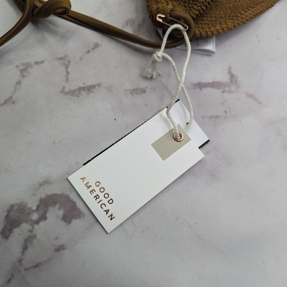 Good American Swim Top Women Brown Bronze Crinkle Tiny Ties Bikini - Picture 10 of 10